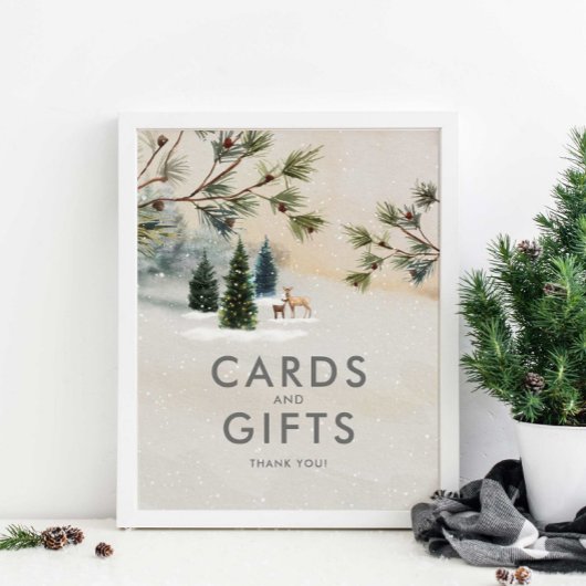 Winter Woodland Baby shower Cards en Gifts Poster