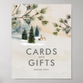 Winter Woodland Baby shower Cards en Gifts Poster (Voorkant)