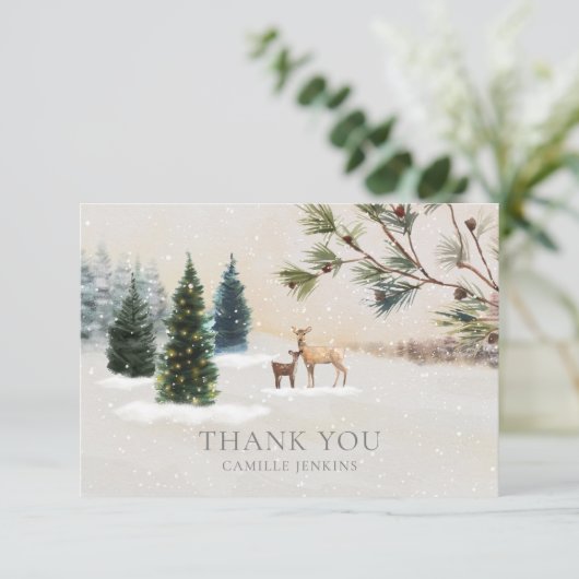 Winter Woodland Baby shower Dank u Bedankkaart (Staand voorkant)