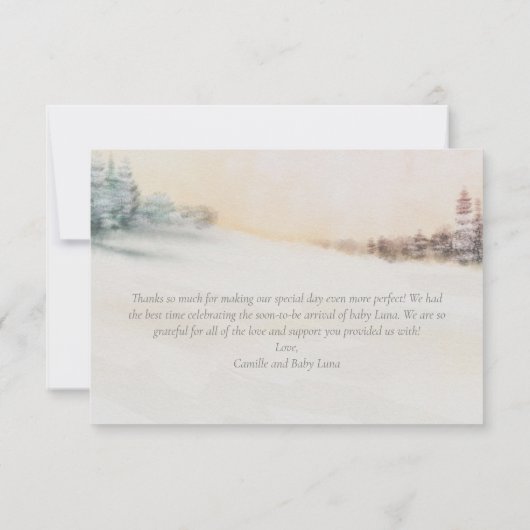 Winter Woodland Baby shower Dank u Bedankkaart (Achterkant)