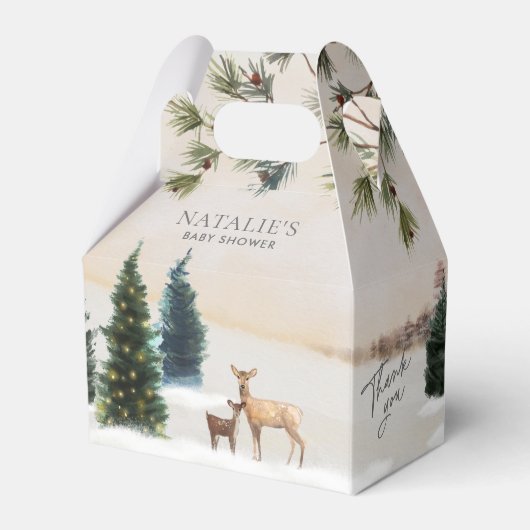 Winter Woodland Baby shower Favor Box Bedankdoosjes (Voorkant Zijde)