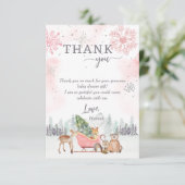 Winter Woodland Baby shower Foto Hartelijk dank Bedankkaart (Staand voorkant)
