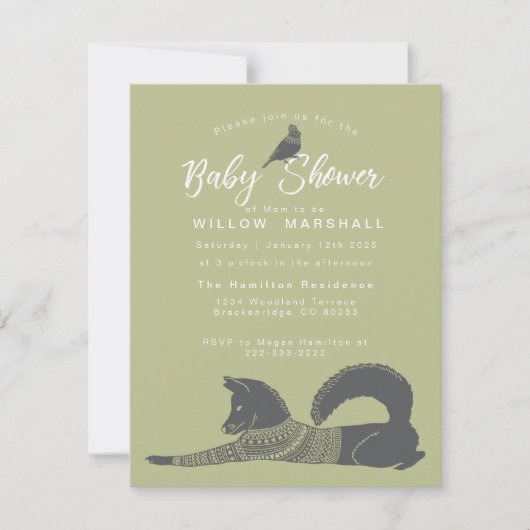 Winter Woodland Baby shower Invite Kaart (Voorkant)