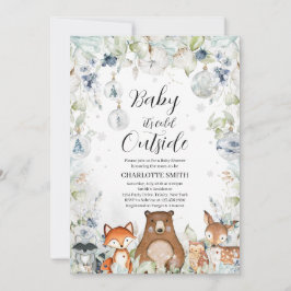 Winter Woodland Baby shower Kaart