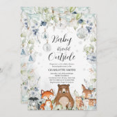 Winter Woodland Baby shower Kaart (Voorkant / Achterkant)