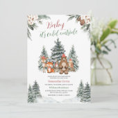 Winter Woodland Baby shower Kaart (Staand voorkant)