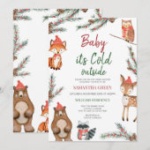 Winter Woodland Baby shower Kaart (Voorkant / Achterkant)