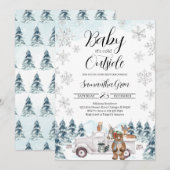 Winter Woodland Baby shower Kaart (Voorkant / Achterkant)