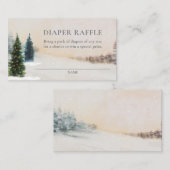 Winter Woodland Baby shower Luier Raffle Ticket Informatiekaartje (Voorkant / Achterkant)