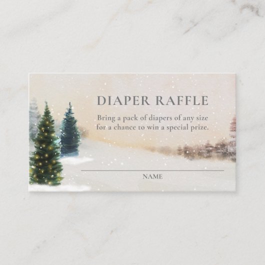 Winter Woodland Baby shower Luier Raffle Ticket Informatiekaartje (Voorkant)