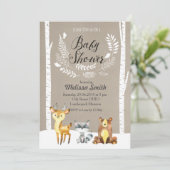 Winter Woodland Baby shower Uitnodiging (Staand voorkant)