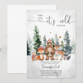 Winter Woodland Baby Shower Uitnodiging (Voorkant / Achterkant)