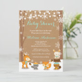 Winter Woodland Baby shower Uitnodiging (Staand voorkant)