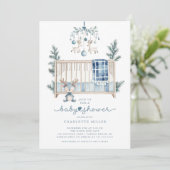 Winter Woodland Baby shower Uitnodiging (Staand voorkant)