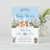Winter Woodland Baby shower Uitnodiging (Staand voorkant)