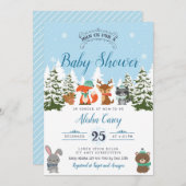 Winter Woodland Baby shower Uitnodiging (Voorkant / Achterkant)