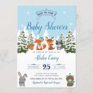 Winter Woodland Baby shower Uitnodiging