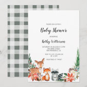 Winter Woodland Baby shower Uitnodiging (Voorkant / Achterkant)