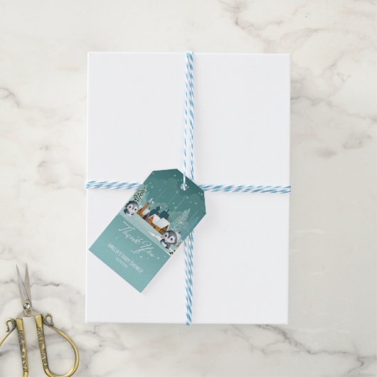 Winter Woodland Baby zijn koude buiten baby shower Cadeaulabel (Met Touw)