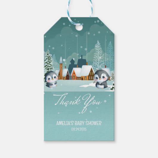 Winter Woodland Baby zijn koude buiten baby shower Cadeaulabel (Voorkant)