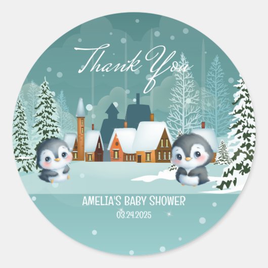 Winter Woodland Baby zijn koude buiten baby shower Ronde Sticker (Voorkant)