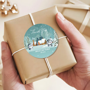 Winter Woodland Baby zijn koude buiten baby shower Ronde Sticker