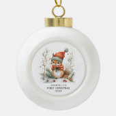 Winter Woodland Baby's eerste kerst Keramische Bal Ornament (Voorkant)