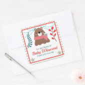 Winter Woodland Beer Baby Library Bookplaat Vierkante Sticker (Envelop)