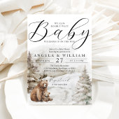 Winter Woodland Beer Thema Baby Jongensdouche Kaart