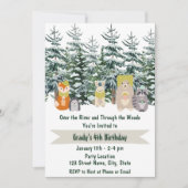 Winter Woodland Birthday Invitation Kaart (Voorkant)