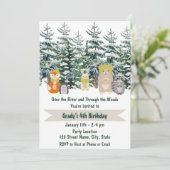 Winter Woodland Birthday Invitation Kaart (Staand voorkant)