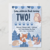 Winter Woodland Birthday Invitation Kaart (Voorkant)