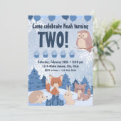 Winter Woodland Birthday Invitation Kaart (Staand voorkant)