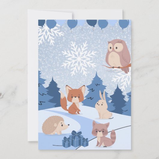 Winter Woodland Birthday Invitation Kaart (Achterkant)