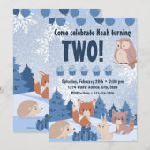 Winter Woodland Birthday Invitation Kaart (Voorkant / Achterkant)
