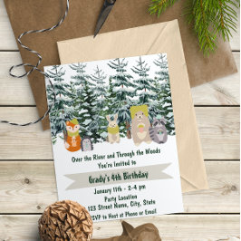 Winter Woodland Birthday Invitation Kaart
