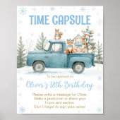 Winter Woodland Birthday Time Capsule Sign Poster (Voorkant)