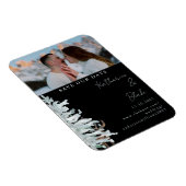 Winter Woodland Black Wedding Photo Save our Date Magneet (Rechterzijde)