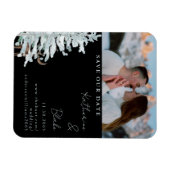 Winter Woodland Black Wedding Photo Save our Date Magneet (Horizontaal)