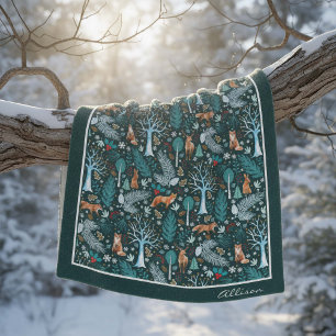 Winter Woodland Blauwgroen/Gold ID785 Fleece Deken