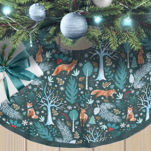 Winter Woodland Blauwgroen/Gold ID785 Kerstboom Rok