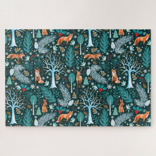 Winter Woodland Blauwgroen/Gold ID785 Legpuzzel