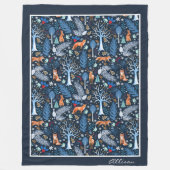 Winter Woodland Blue/Gold ID785 Fleece Deken (Voorkant)