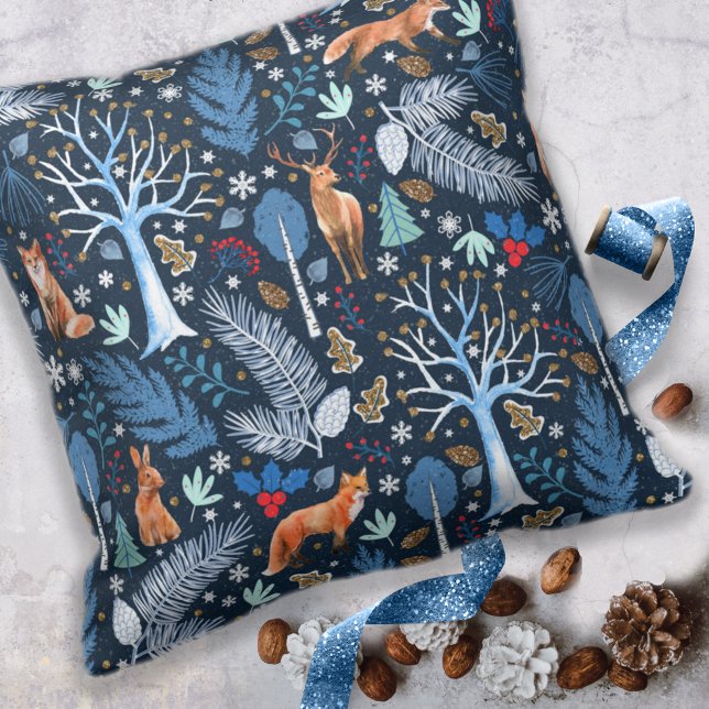 Winter Woodland Blue/Gold ID785 Kussen (Creator heeft geüpload)