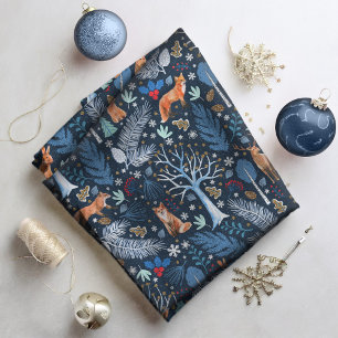 Winter Woodland Blue/Gold ID785 Stof