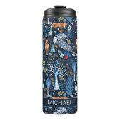 Winter Woodland Blue/Gold ID785 Thermosbeker (Voorkant)