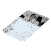 Winter Woodland Blue Wedding Foto's Sla je datum o Magneet (Linkerzijde)