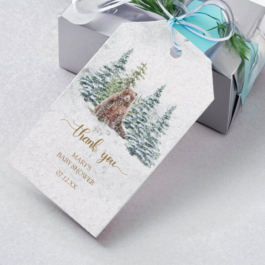 Winter woodland bos beer baby shower dank u cadeaulabel