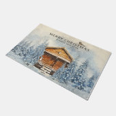 Winter Woodland Cabin Merry Kerstmis Deurmat (Schuin)
