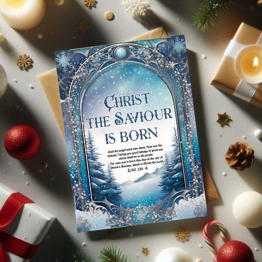 Winter Woodland Christian Bible Verse Christmas Feestdagen Kaart